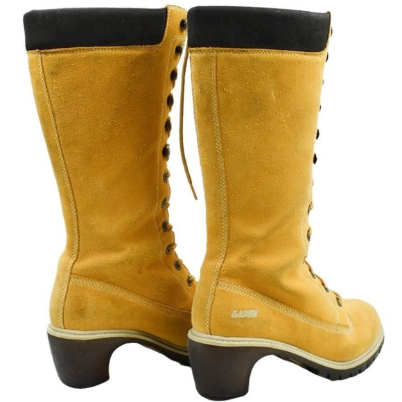 Vintage Lugz Y2K Tall Tan Leather Lace-up Boots - Picture 10 of 14